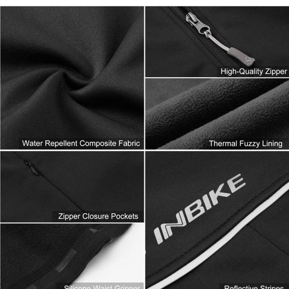INBIKE Men's Cycling Jacket Winter Fleece Thermal Windproof Soft Shell Wind Coat - Picture 6 of 12